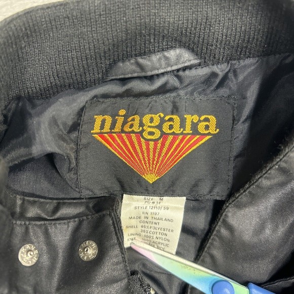 Vintage 90's Niagara Black Softshell Bomber Jacket Men's Size Medium - Picture 4 of 8